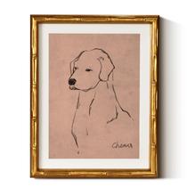 Arte de parede em Simsea Dog Sketch Gold Bamboo Frame 28x36cm