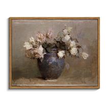 Arte de parede em Simsea Roses, tela de flores, 28x36 cm, rústica