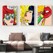 Arte de parede em tela 3 painéis Pop Art Smoking Woman 40x60cm Arte de parede em tela 3 painéis Pop Art Smoking Woman 40x60cm