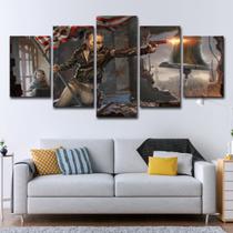 Arte de parede em tela 5 painéis Americas Pistols Revolutionarys