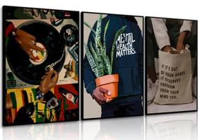 Arte de parede em tela AAWYXEEW Black Men Fashion African 12x16in Arte de parede em tela AAWYXEEW Black Men Fashion African 12x16in