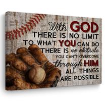 Arte de parede em tela Baseball Religious Inspirational 38x29cm