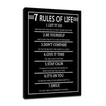 Arte de parede em tela DINGFUN 7 Rules of Life Motivational 30x45cm Arte de parede em tela DINGFUN 7 Rules of Life Motivational 30x45cm