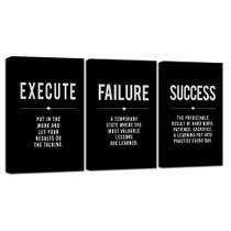 Arte de parede em tela EPHANY Success Quote Office Black, conjunto de 3