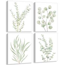 Arte de parede em tela Erctoo Botanical Plant Sage Green, conjunto de 4 Arte de parede em tela Erctoo Botanical Plant Sage Green, conjunto de 4
