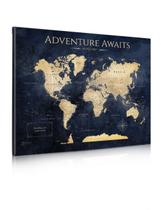 Arte de Parede em Tela Mapa-Múndi IPIC 76 x 61 cm Azul e Dourado Arte de Parede em Tela Mapa-Múndi IPIC 76 x 61 cm Azul e Dourado