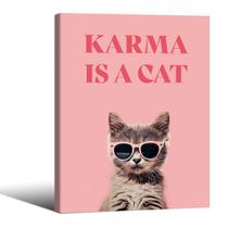 Arte de parede em tela Podafu Trendy Pink Cat Karma Is A Cat 20x25cm Arte de parede em tela Podafu Trendy Pink Cat Karma Is A Cat 20x25cm
