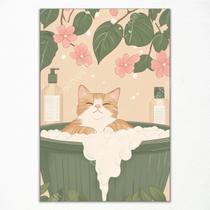 Arte de parede em tela rústica japonesa japonesa para gatos, banheiro 40x60cm
