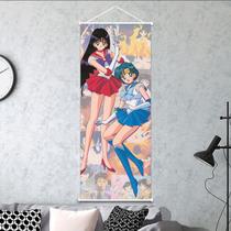 Arte de parede em tela Sailor Moon Ami Mizuno e Usagi Tsukino 30x75cm