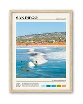 Arte de parede emoldurada HeenDot Natural Oak Wood San Diego Surfing Arte de parede emoldurada HeenDot Natural Oak Wood San Diego Surfing