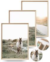 Arte de parede emoldurada UPWOIGH White Horse Outskirts Sunset 12x16cm