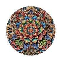 Arte De Parede Floral Mandala Em Alumínio, Placa Redonda 2D Para Decoração De Casa, Quarto, Sala De