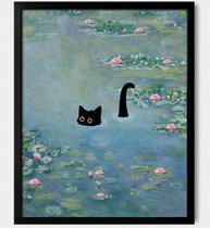 Arte de parede Hamduker Cat Monet imprime nenúfares engraçados para gatos Arte de parede Hamduker Cat Monet imprime nenúfares engraçados para gatos