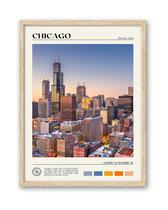 Arte de parede Hesendot Natural Oak Wood Chicago Cityscape 30x40cm Arte de parede Hesendot Natural Oak Wood Chicago Cityscape 30x40cm