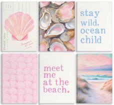 Arte de parede Impressão em tela Pink Beach Coastal Girl Room Decor