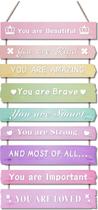 Arte de parede JEVUVU Inspirational Pink Room Decor 60x30 cm
