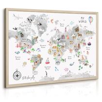 Arte de Parede Joocrise Mapa Mundi Infantil em Tela 41x61 cm com Moldura Arte de Parede Joocrise Mapa Mundi Infantil em Tela 41x61 cm com Moldura