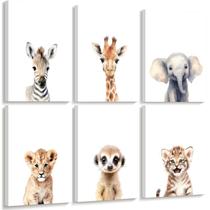 Arte de Parede Joocrise Safari para Quarto Infantil 30x40cm Conjunto com 6 Arte de Parede Joocrise Safari para Quarto Infantil 30x40cm Conjunto com 6