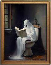 Arte de parede KBKBART Ghost Reading on Toilet 30x40cm