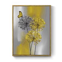 Arte de parede LB Yellow Dandelion com borboleta em tela 43x30cm