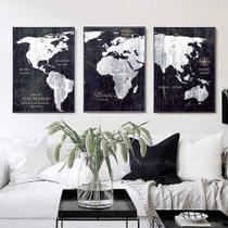 Arte de parede MZYZSL World Map Impressão em tela vintage 60x90cm x3 Arte de parede MZYZSL World Map Impressão em tela vintage 60x90cm x3