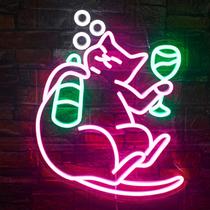 Arte de parede NOSUN Cat Beer LED Neon Sign 33x41 cm USB rosa Arte de parede NOSUN Cat Beer LED Neon Sign 33x41 cm USB rosa