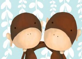 Arte de parede Oopsy Daisy Two of a Kind Monkeys 36 x 25 cm Arte de parede Oopsy Daisy Two of a Kind Monkeys 36 x 25 cm