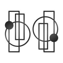 Arte de parede OYEFLY Metal Abstract Geometric Black 2 peças