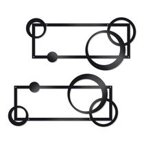 Arte de parede OYEFLY Metal, decoração geométrica abstrata, preta, 2 peças
