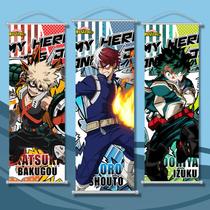 Arte de parede para pendurar Scroll My Hero Academia 3 painéis 25x75cm Arte de parede para pendurar Scroll My Hero Academia 3 painéis 25x75cm