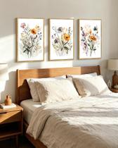 Arte de Parede PHOPAGO Conjunto Floral em 3 Peças 41x61cm com Moldura Arte de Parede PHOPAGO Conjunto Floral em 3 Peças 41x61cm com Moldura