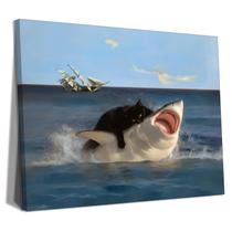 Arte de parede Yaneiro Emoldurada Black Cat & Shark Impressão em tela 30x40cm Arte de parede Yaneiro Emoldurada Black Cat & Shark Impressão em tela 30x40cm