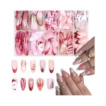 Arte De Unhas De Natal 240PCS Estilos De Unhas Falsas Papai Noel Árvores Flocos De Neve Bastões