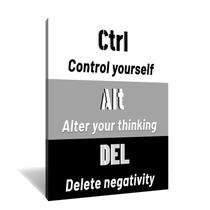 Arte motivacional de parede em tela Ctrl Alt Del Signs Quote Painting Poster Print Positive Success Picture Art Art Office inspirador para casa, quarto, sala de estar, local de trabalho, pronto para pendurar 18" Wx24" H