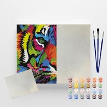 Arte Terapia Pintura Numerada Tigre Colorido 40X50cm Arte Terapia Pintura Numerada Tigre Colorido 40X50cm