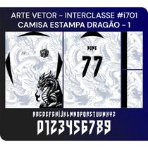 Arte Vetor Camisa Interclasse Estampa Dragão Branco Preto