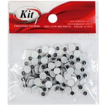 Artesanato olho movel 6mm preto c/100un. kit