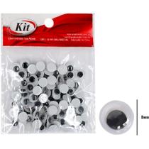 Artesanato OLHO Móvel 8MM Preto com 100UN - Pacote com 20