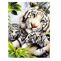 Artesanato Pintura Diamante Diy 30X40 - TIGRES BRANCOS