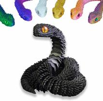 Articulação móvel impressa em 3D Toy Snake com design realista preto 24,4 cm