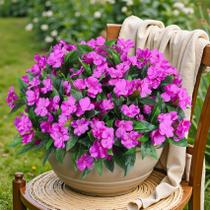 Artificial Impatiens Flowers Ouddy Decor para atividades ao ar livre x6 Artificial Impatiens Flowers Ouddy Decor para atividades ao ar livre x6