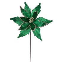 Artificial Spray Vickerman Poinsettia Verde Medianoche 21,5 cm Artificial Spray Vickerman Poinsettia Verde Medianoche 21,5 cm