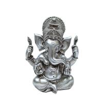 Artigo de Decoração Esotérico Deus Hindu da Fortuna Ganesha Imagem Estatua Prata Zen Yoga Meditação Resina Prosperidade Presente Meditação Sabedoria Proteção - Bras Continental