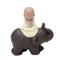 Artigo Decoração Buda Monge Tibetano Budista Elefante Sorte 17cm BW41076-2 - Bras Continental