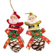 Artigo para Decoracao Natal Enfeite Pinha C/PAPAI Noel 5CM PCT.C/02