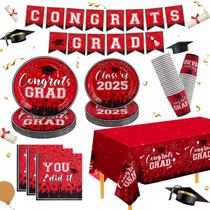 Artigos de festa NatNarr Graduation 2025 Red para 25 pessoas