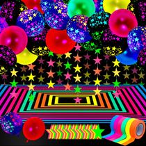 Artigos de festa Skylety Glow in the Dark com balões de néon