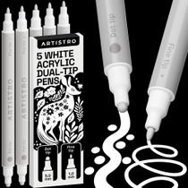 ARTISTRO Marcadores de Tinta Acrílica Branca 5 Canetas de Ponta Dupla
