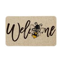 Artoid Mode Felpudo Bienvenida de Abeja para Primavera, Decoración de Verano para el Hogar, Alfombra de Piso de Bajo Perfil para Interior y Exterior 43x74 cm