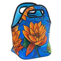 Artovida Artists Collective Isolado Neoprene Lunch Bag Tote de almoço macio lavável para a escola e o trabalho - Design por Kristen Palana (Malawi) "Lotus Flower" - Clássico